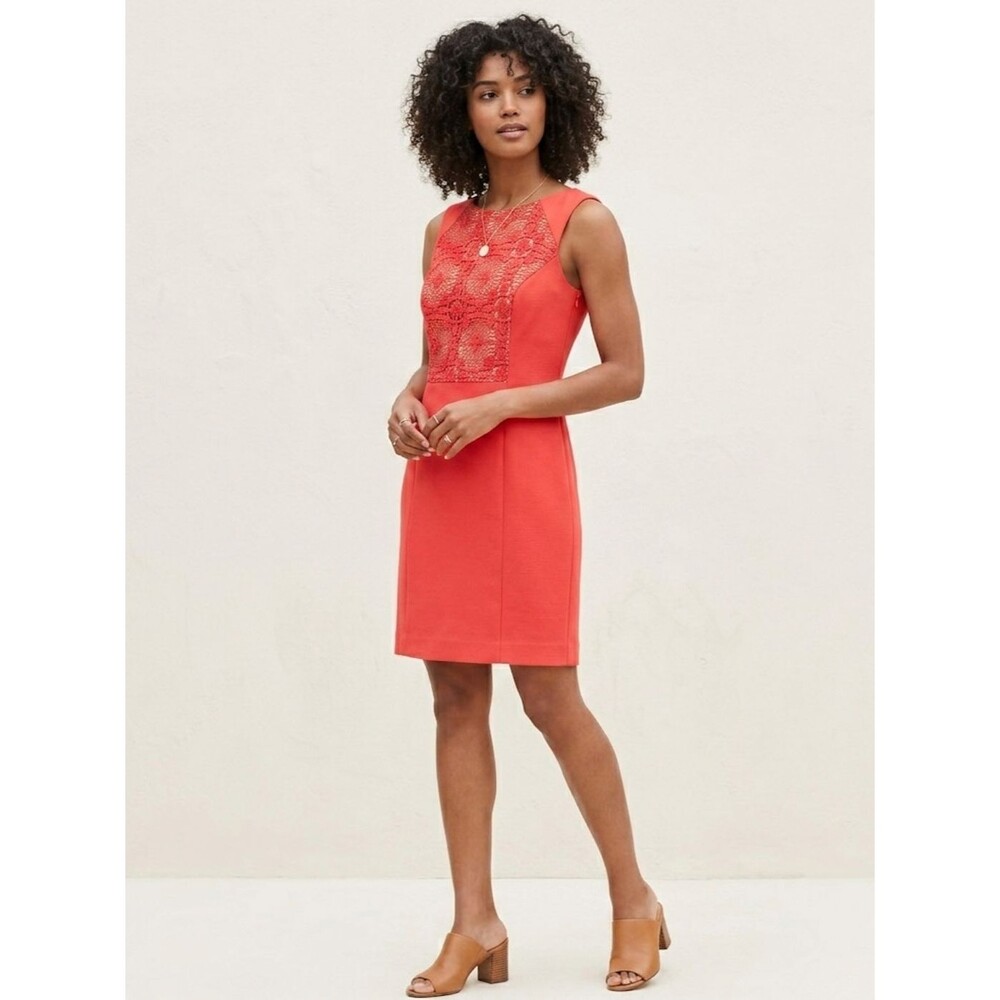 The Limited Lace Bodice Sheath Dress Size 8 Coral Boho Modern Chic Wedding